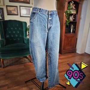 Vintage 90s Marithe Francois Girbaud Baggy Jeans 38 Short Custom Heart Patchwork